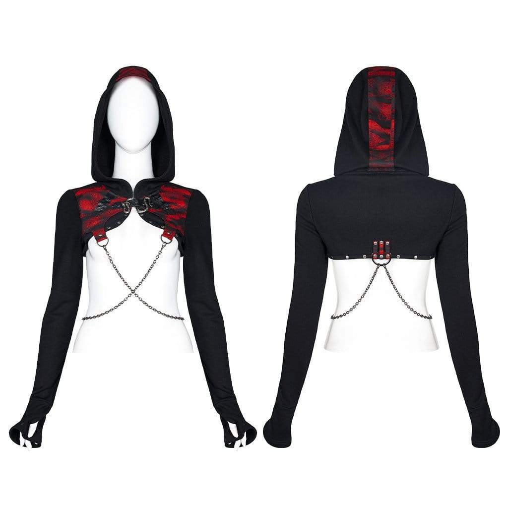 Women's Punk Double Color Hooded Cape with Chain