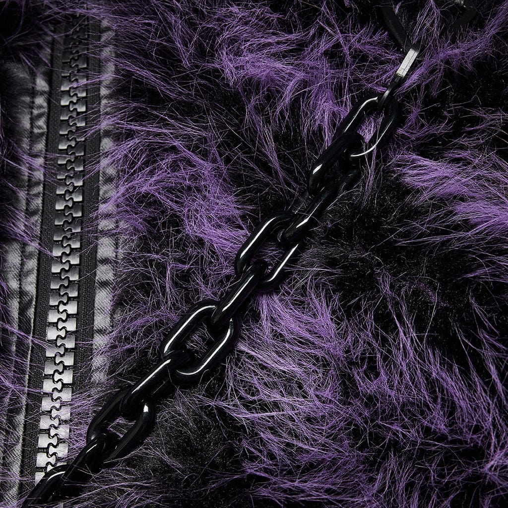 PUNK RAVE Women's Punk Front Zip Woolen Short Coat