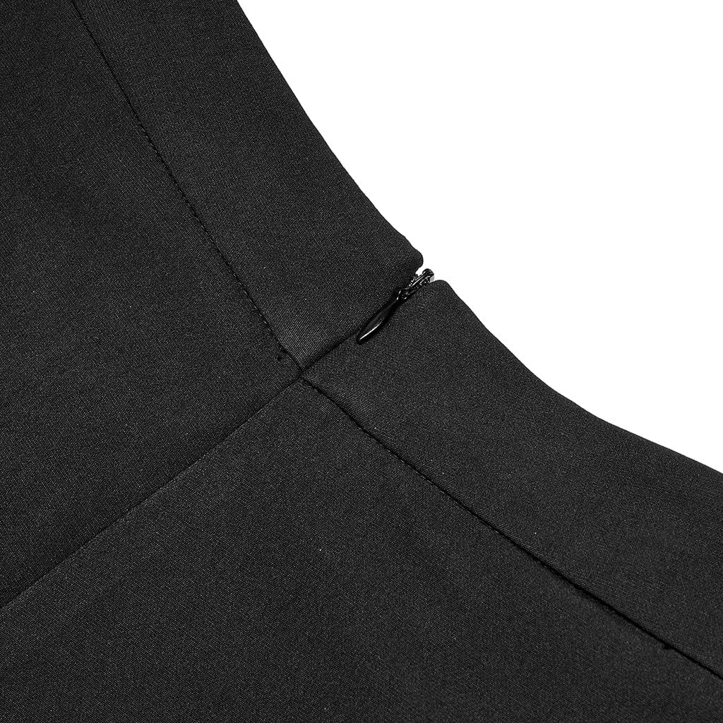 PUNK RAVE Women's Punk High-waisted Pleated Skirt With Garter