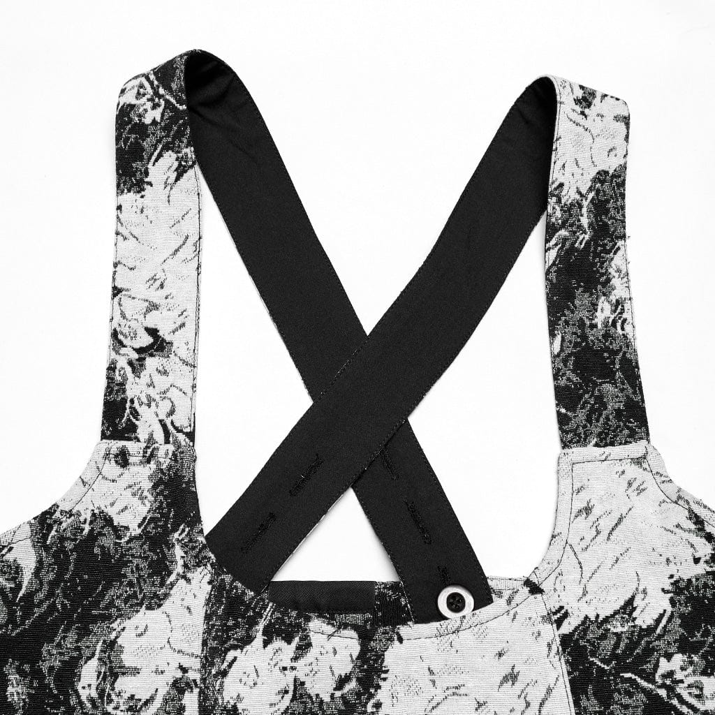 PUNK RAVE Women's Punk Jacquard Draped Suspender Dress