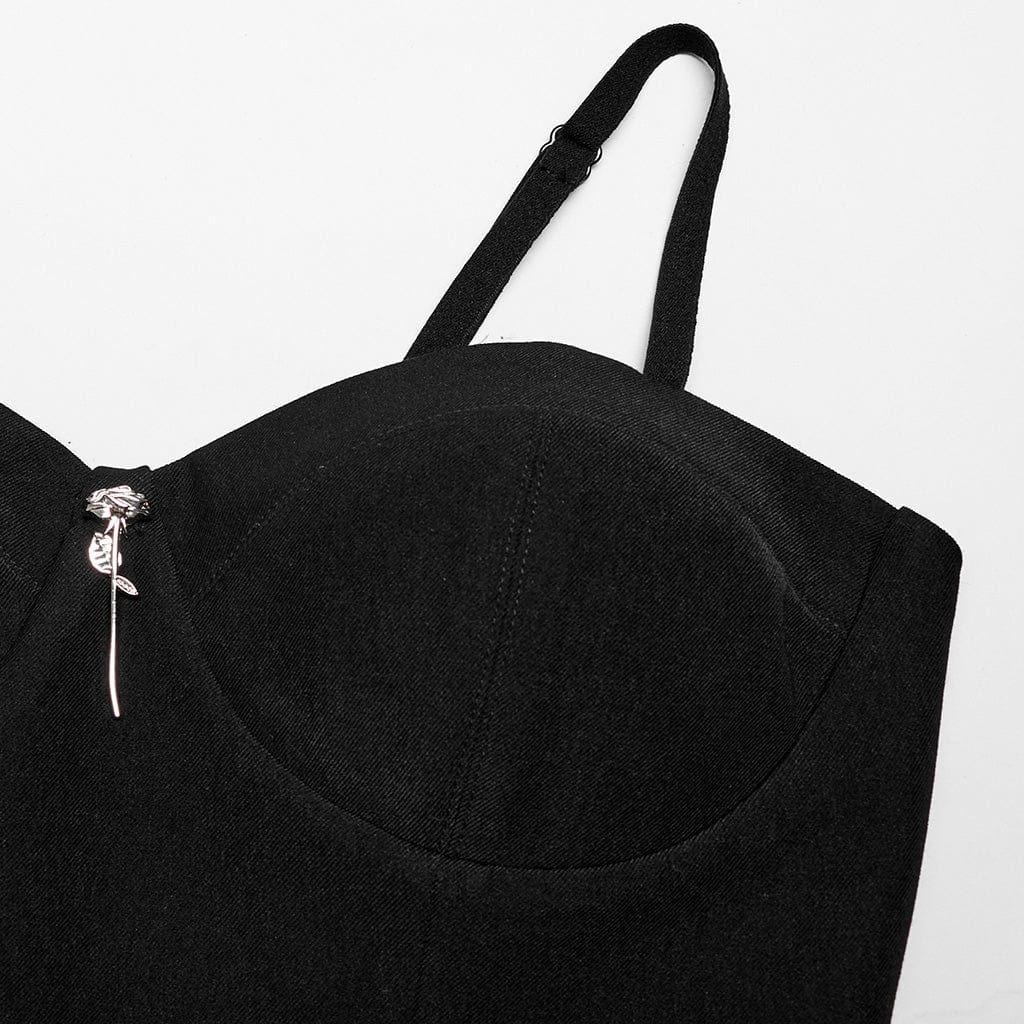 PUNK RAVE Women's Punk Lace Splice Slip Dress