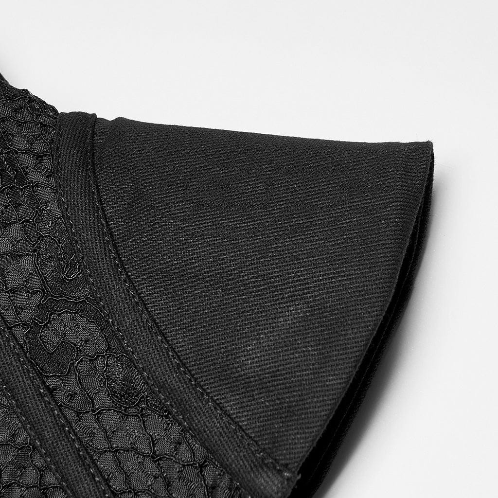 PUNK RAVE Women's Punk Strappy Mesh Splice Zipper Underbust Corset