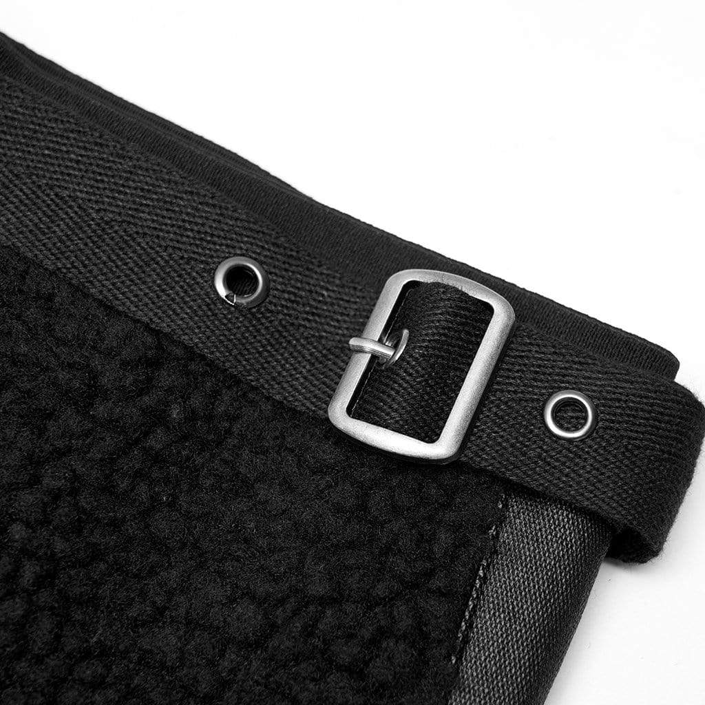 Women's Punk Woolen Long Boots Sets with Adjustable Straps