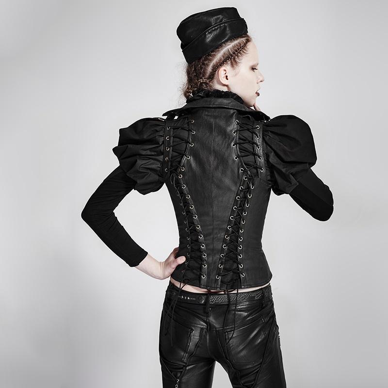 Women's Steampunk Domineering High Collar Rivets Lace Up Corsets