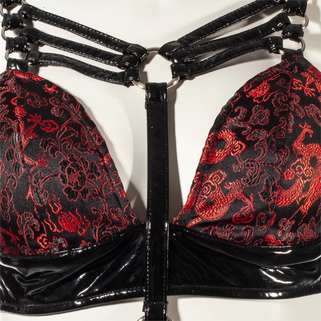 RNG Women's Gothic Floral Embroidered Strap Bustier