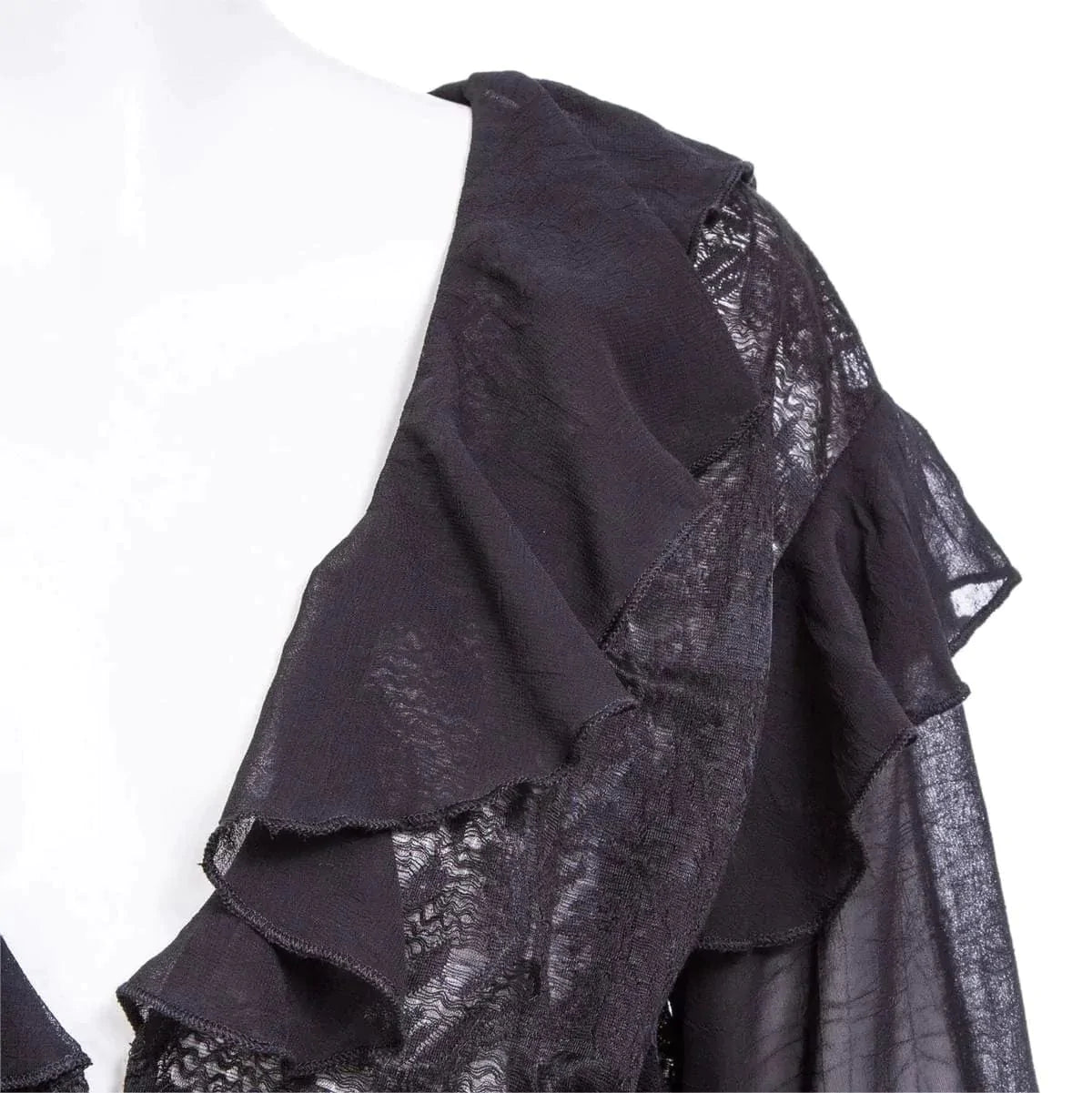 RNG Women's Gothic Plunging Ruffled Lace Shirt