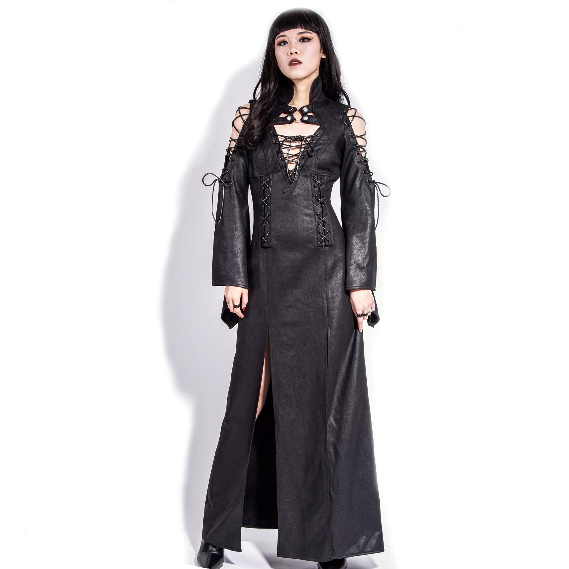 RNG Women's Gothic Strappy Off Shoulder Split Dress