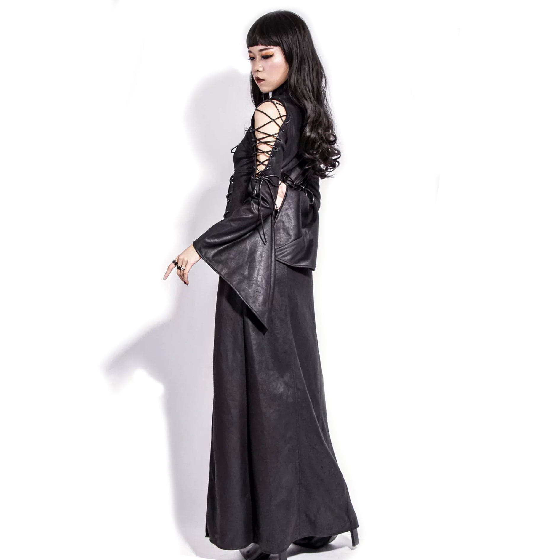 RNG Women's Gothic Strappy Off Shoulder Split Dress