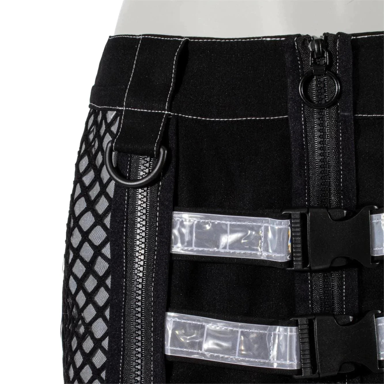 RNG Women's Grunge Contrast Color Buckle Skirt White