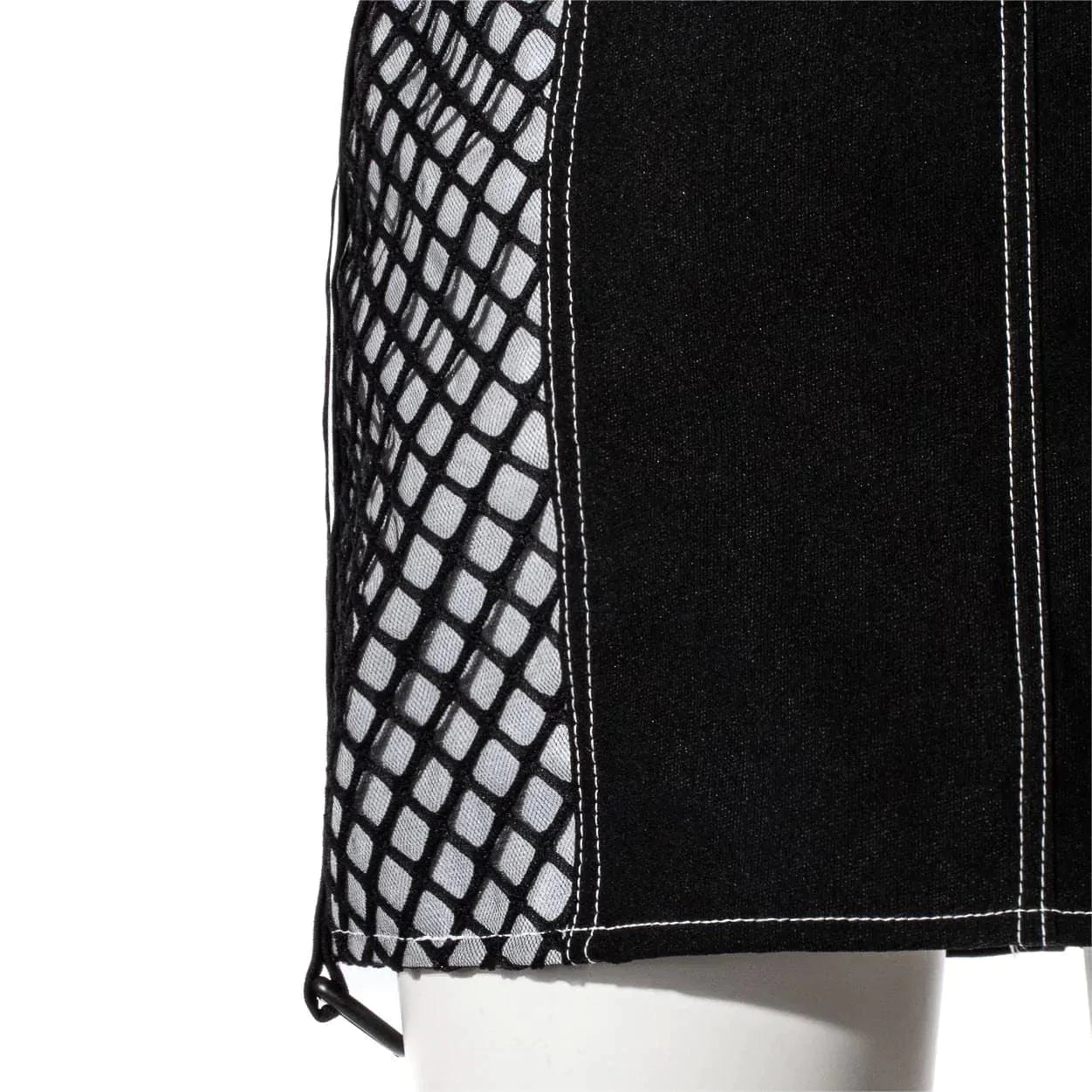 RNG Women's Grunge Contrast Color Buckle Skirt White