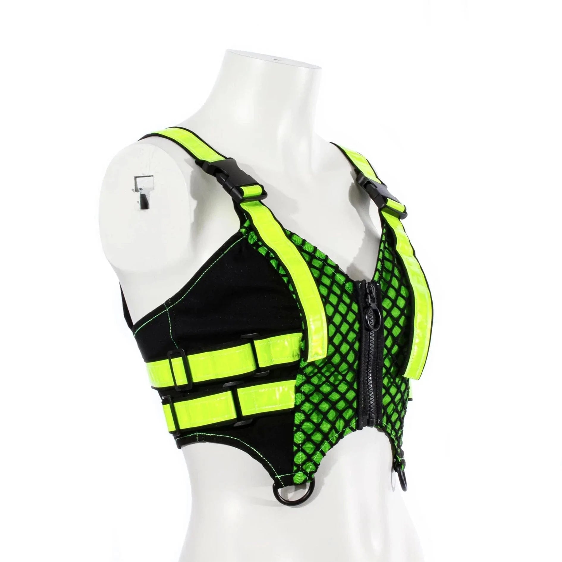 RNG Women's Grunge Contrast Color Buckle Vest Green