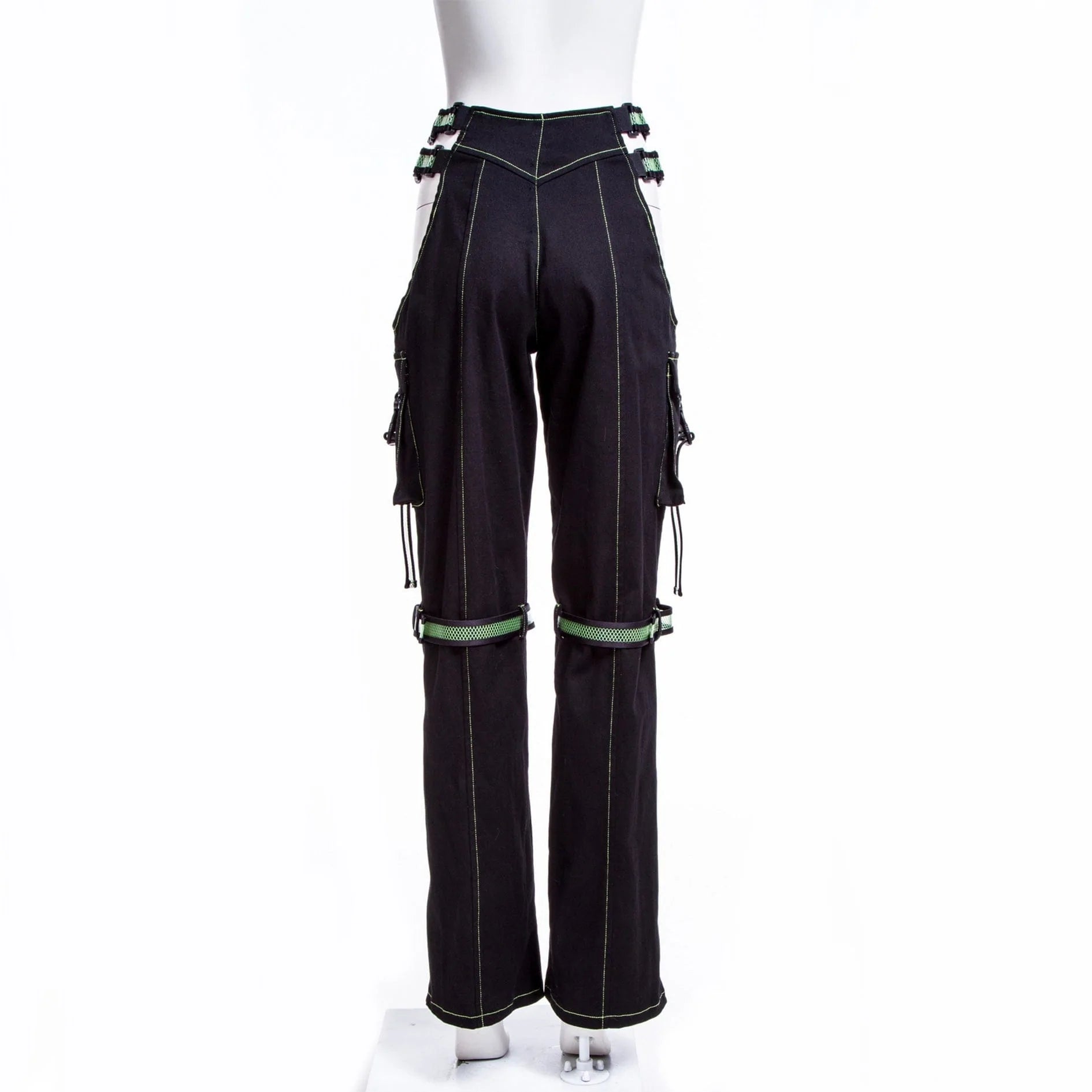 RNG Women's Grunge Cutout Straps Pants Green