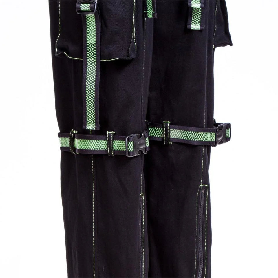 RNG Women's Grunge Cutout Straps Pants Green