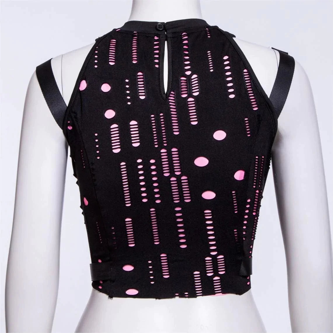 RNG Women's Grunge Ripped Straps Splice Bustier