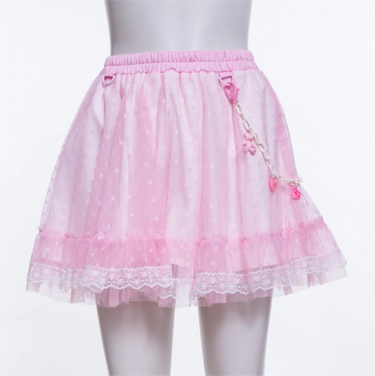 RNG Women's Grunge Ruffled Mesh Skirt with Chain