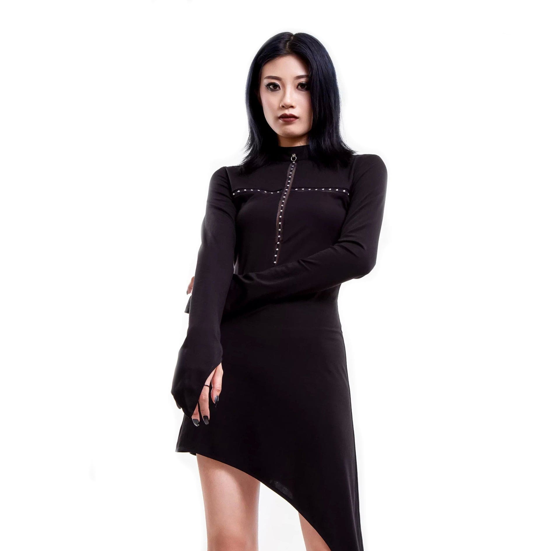 RNG Women's Punk Beaded Irregular Dress