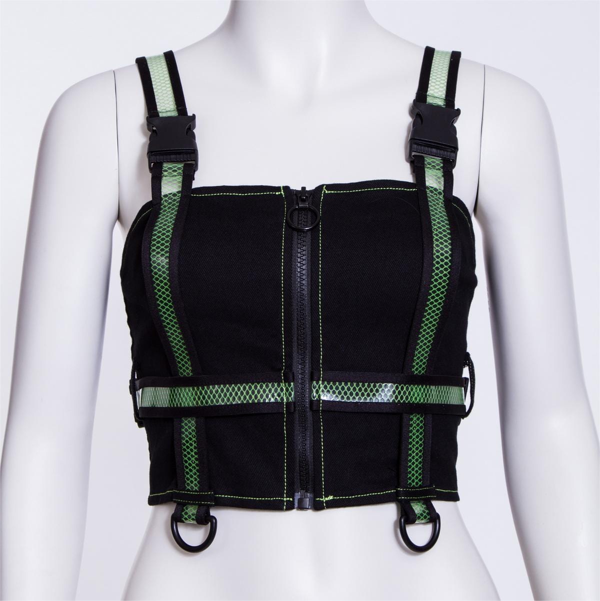 RNG Women's Punk Double Color Mesh Splice Vest Green