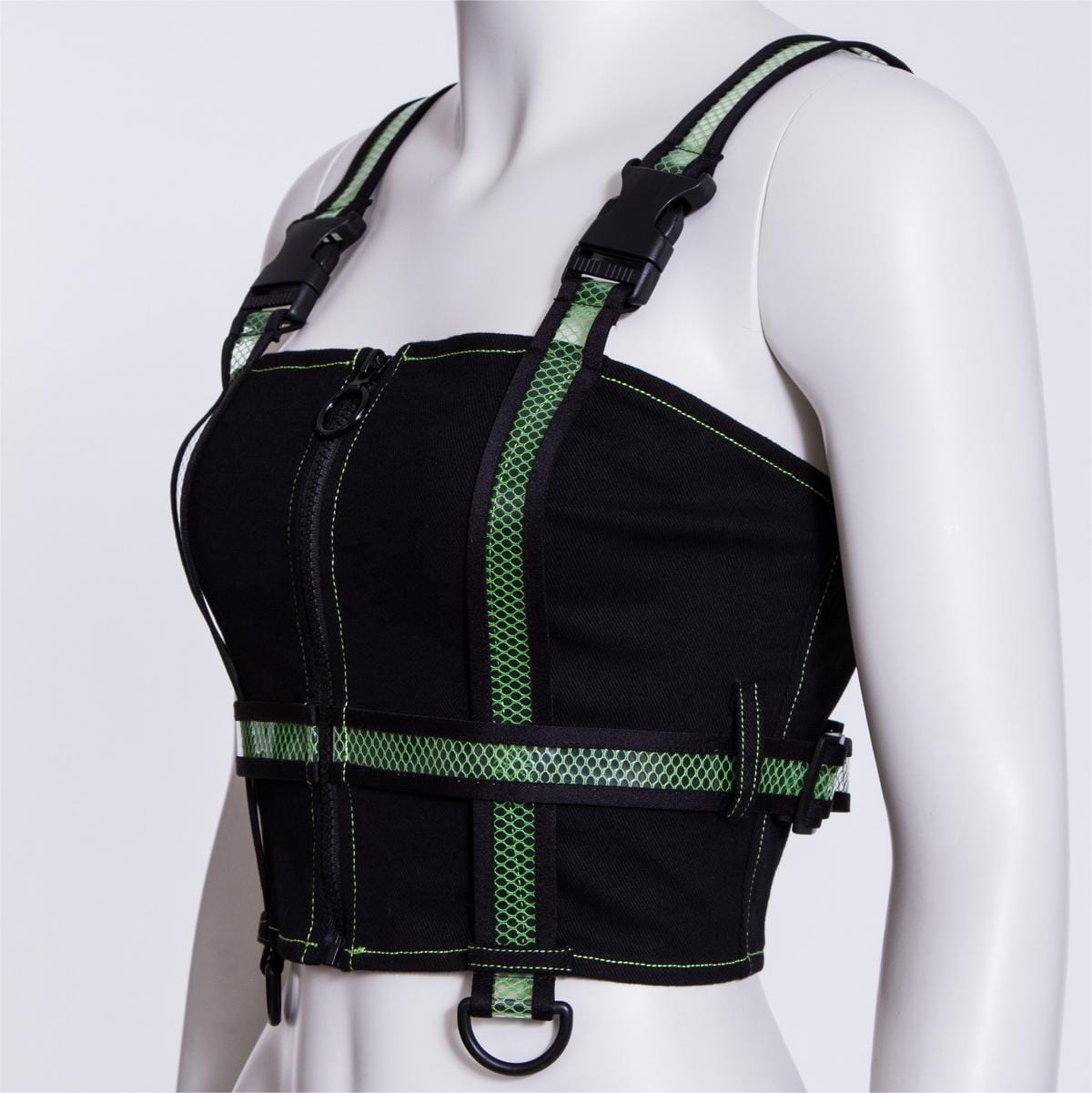 RNG Women's Punk Double Color Mesh Splice Vest Green