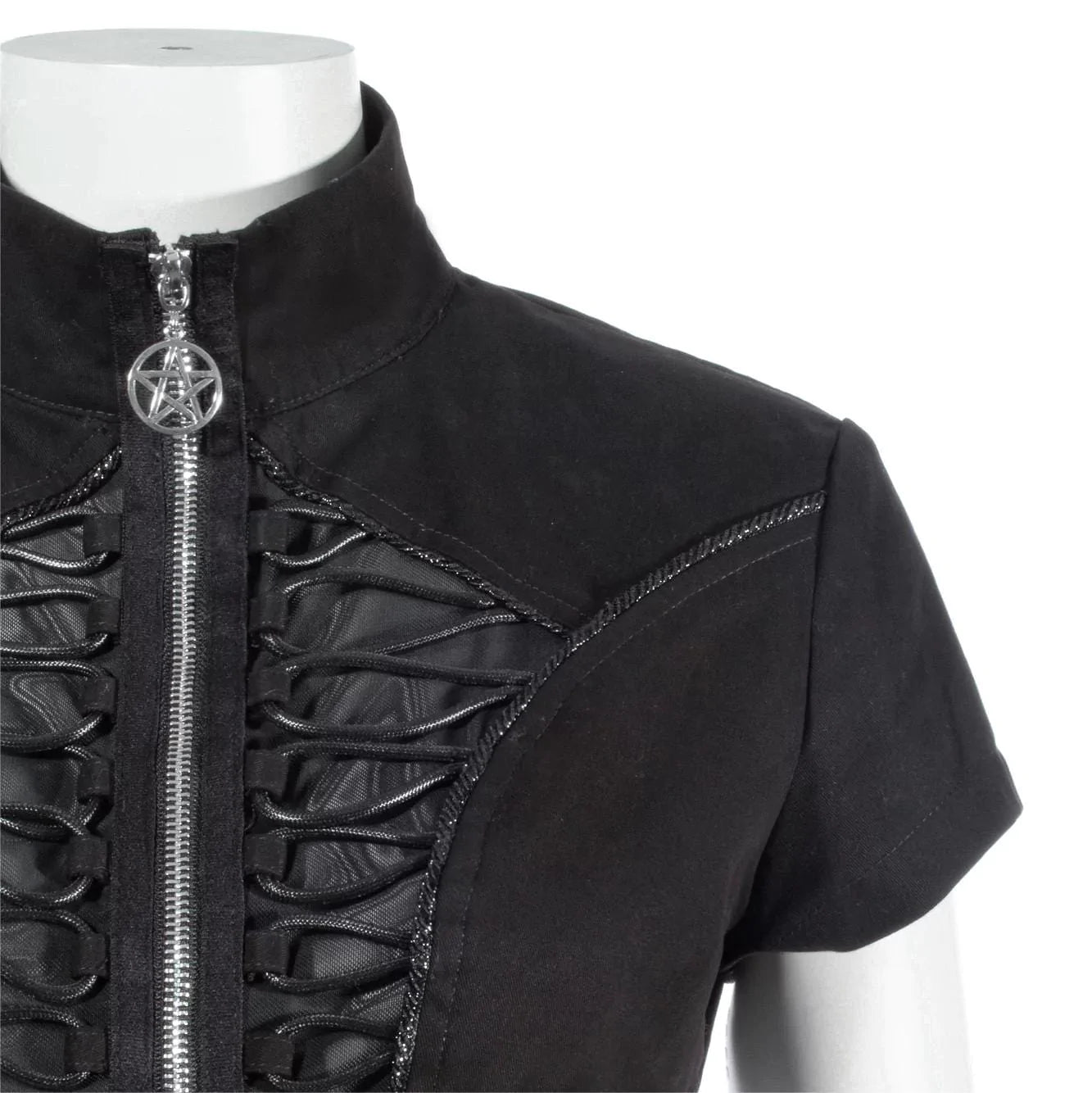 RNG Women's Punk Stand Collar Irregular Crop Top