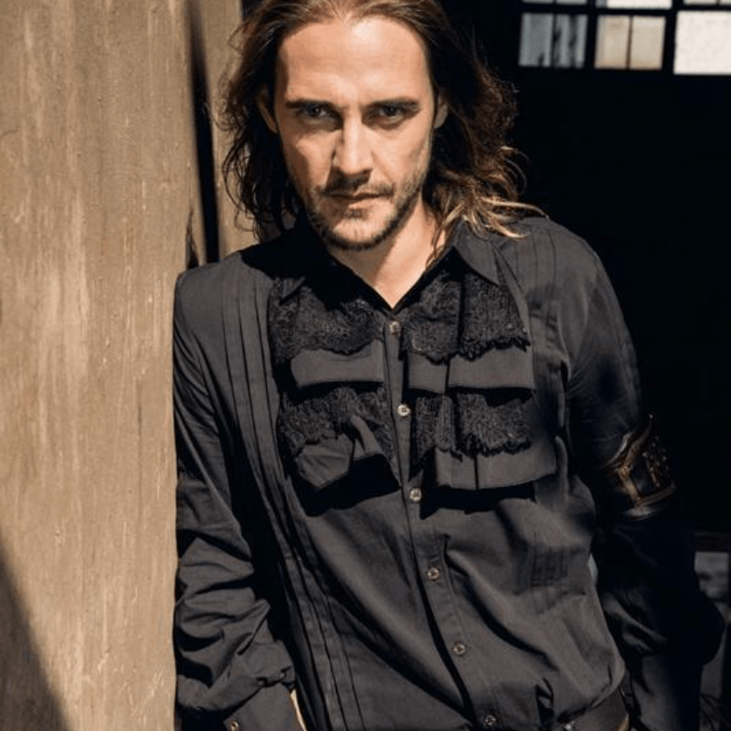 RQ-BL Men's Vintage Punk Shirt with Attached Jabot