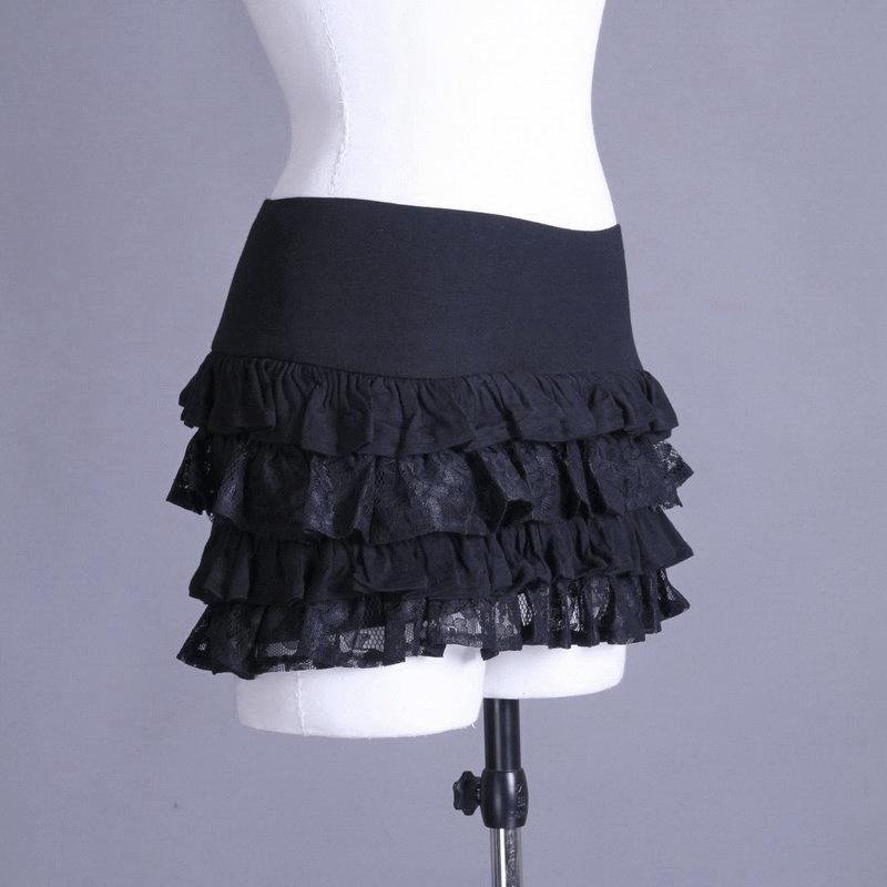 RQ-BL Short Frilled Steampunk Skirt
