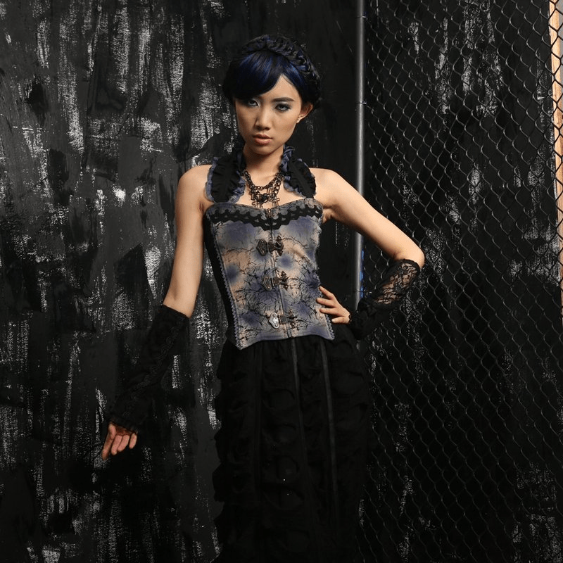 RQ-BL Steampunk Leather Corset Top