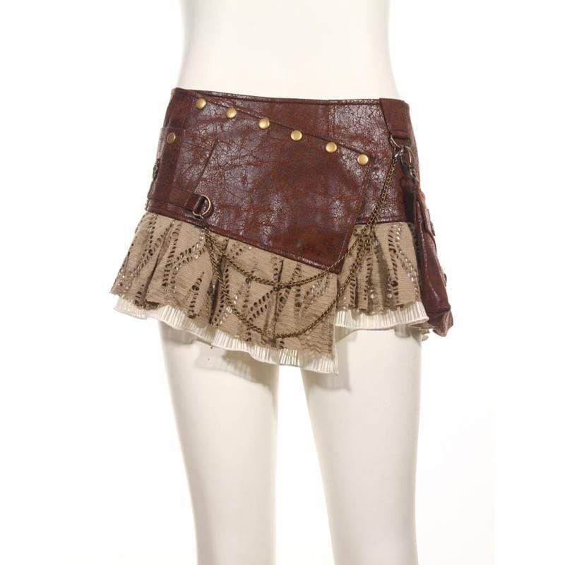 RQ-BL Steampunk short Wraparound Skirt With Pouch
