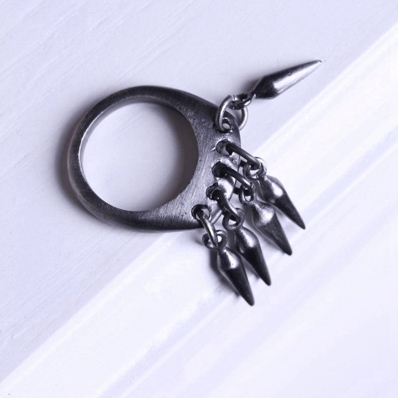 Unisex Dangling Spikes Steampunk Ring