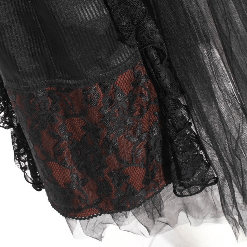 RQ-BL Women's Goth Multilayered Net Front Skirt
