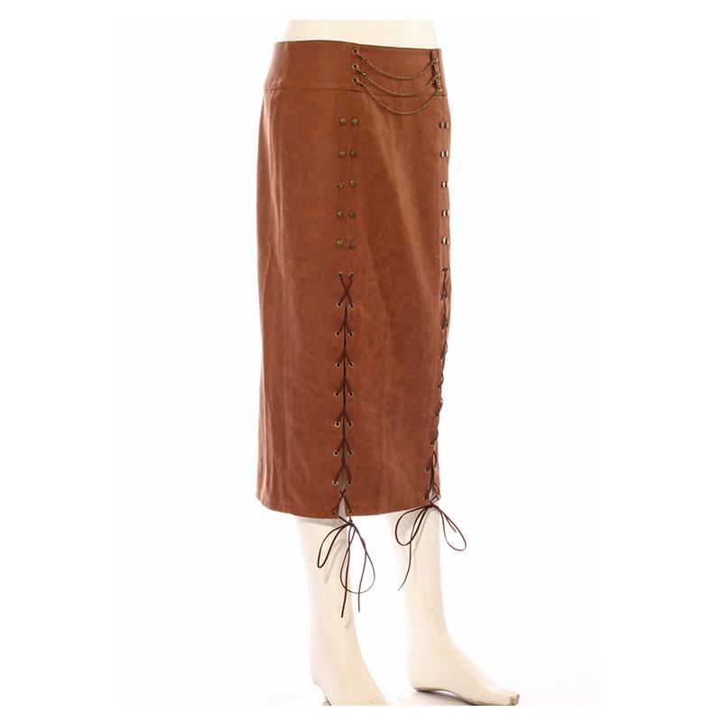 RQ-BL Women's Leatherlook Steampunk Straight Skirt