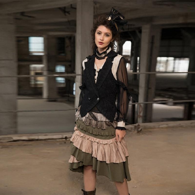 Women's Multicolored Multilayered Steampunk Skirt