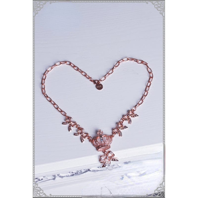 RQ-BL Women's Steampunk Bowknot Crown Necklace