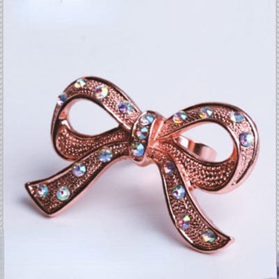 RQ-BL Women's Steampunk Bowknot Diamante Ring