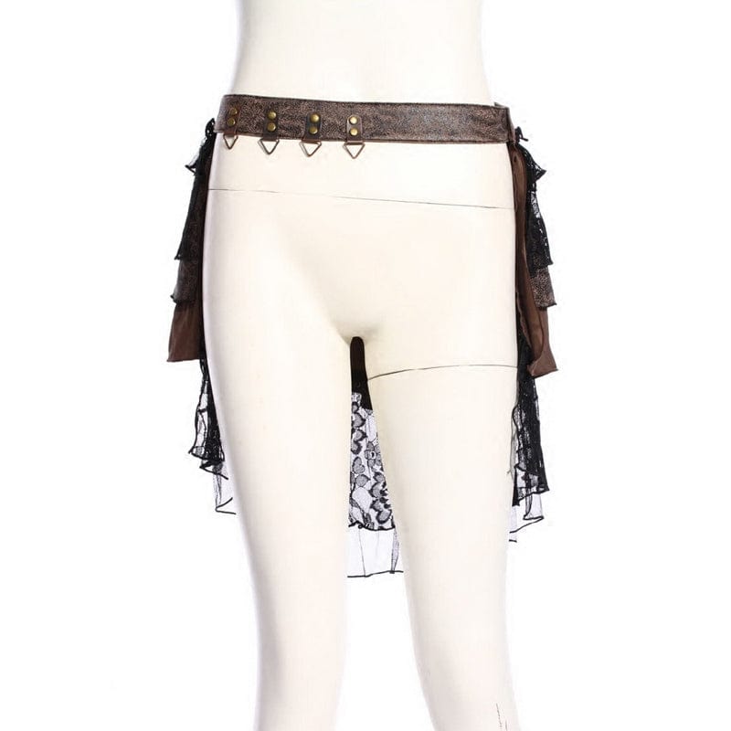 RQ-BL Women's Steampunk Lace Splice Layered Skirt