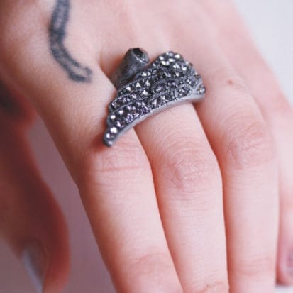 RQ-BL Women's Steampunk Poker Decors Ring