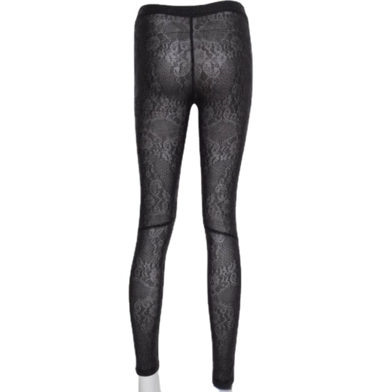 RQ-BL Women's Steampunk Stitching Lace Leggings