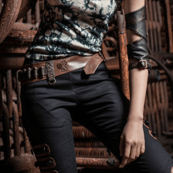 RQ-BL Women's Steampunk Strappy Buckle Faux Leather Belt