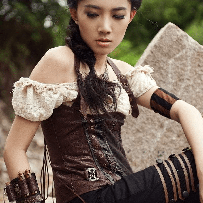 RQ-BL Women's Vintage Off shoulder Lace Short Top