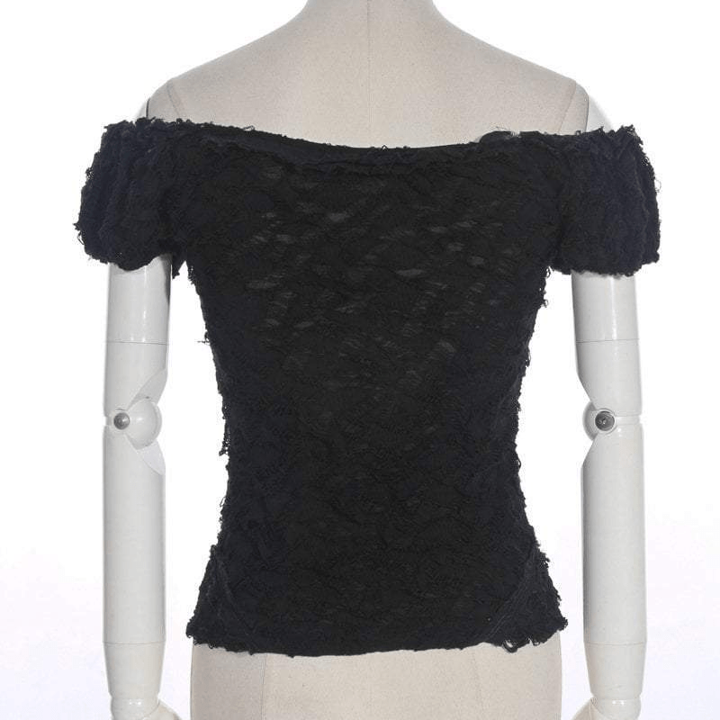 RQ-BL Women's Vintage Off shoulder Lace Short Top