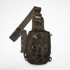 PUNK RAVE Men's Punk Skull Rivets Chained Backpack Coffee