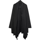 Kobine Men's Techwear Open Front Draped Patchwork Irregular Hem Coat with Belt