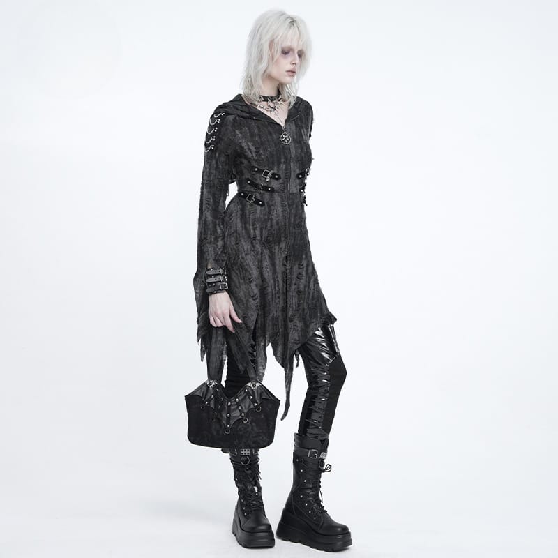 DEVIL FASHION Women's Gothic Rivet Bat Tote Bag
