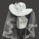 Kobine Women's Gothic Rose Wide Brim Veiled Hat
