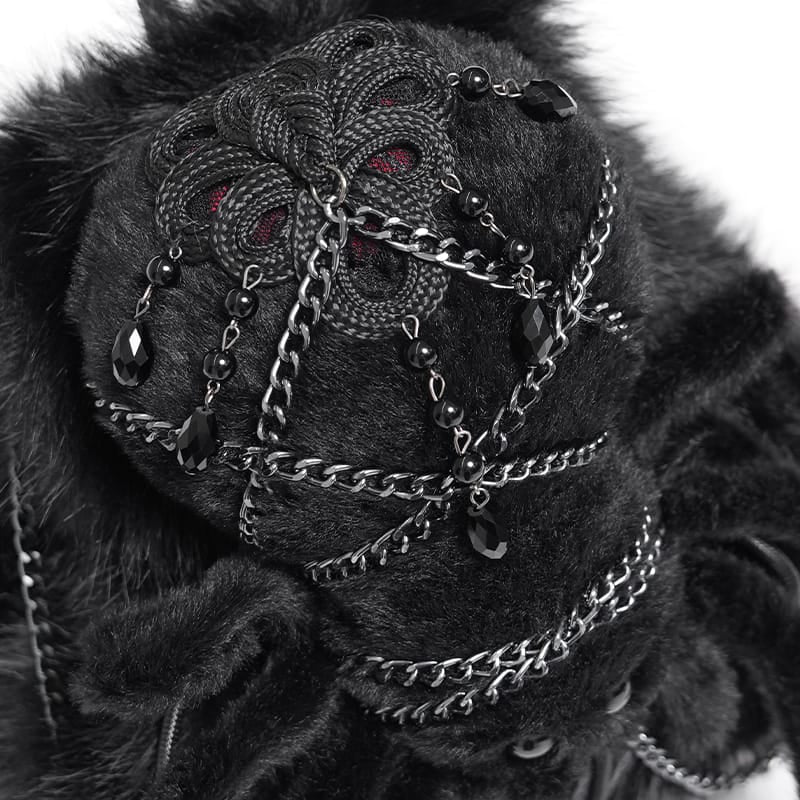 DEVIL FASHION Women's Gothic Plush Chains Spider Backpack Black