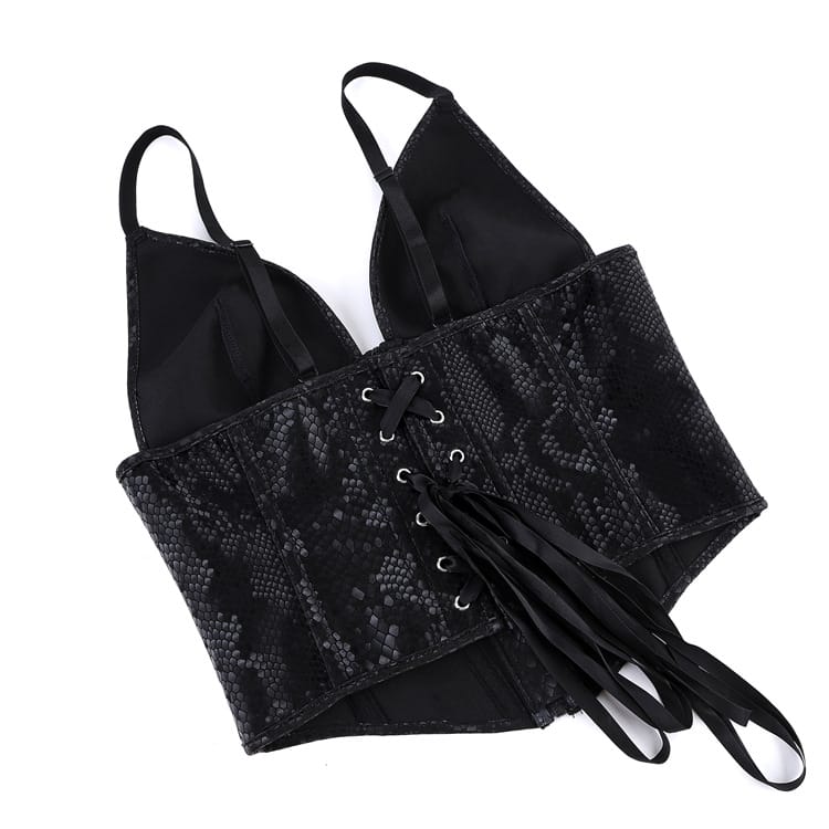 Kobine Women's Gothic Snakeskin Pattern Lace-up Overbust Corset