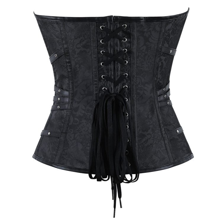 Kobine Women's Gothic Buckle Strap Lace-up Overbust Corset