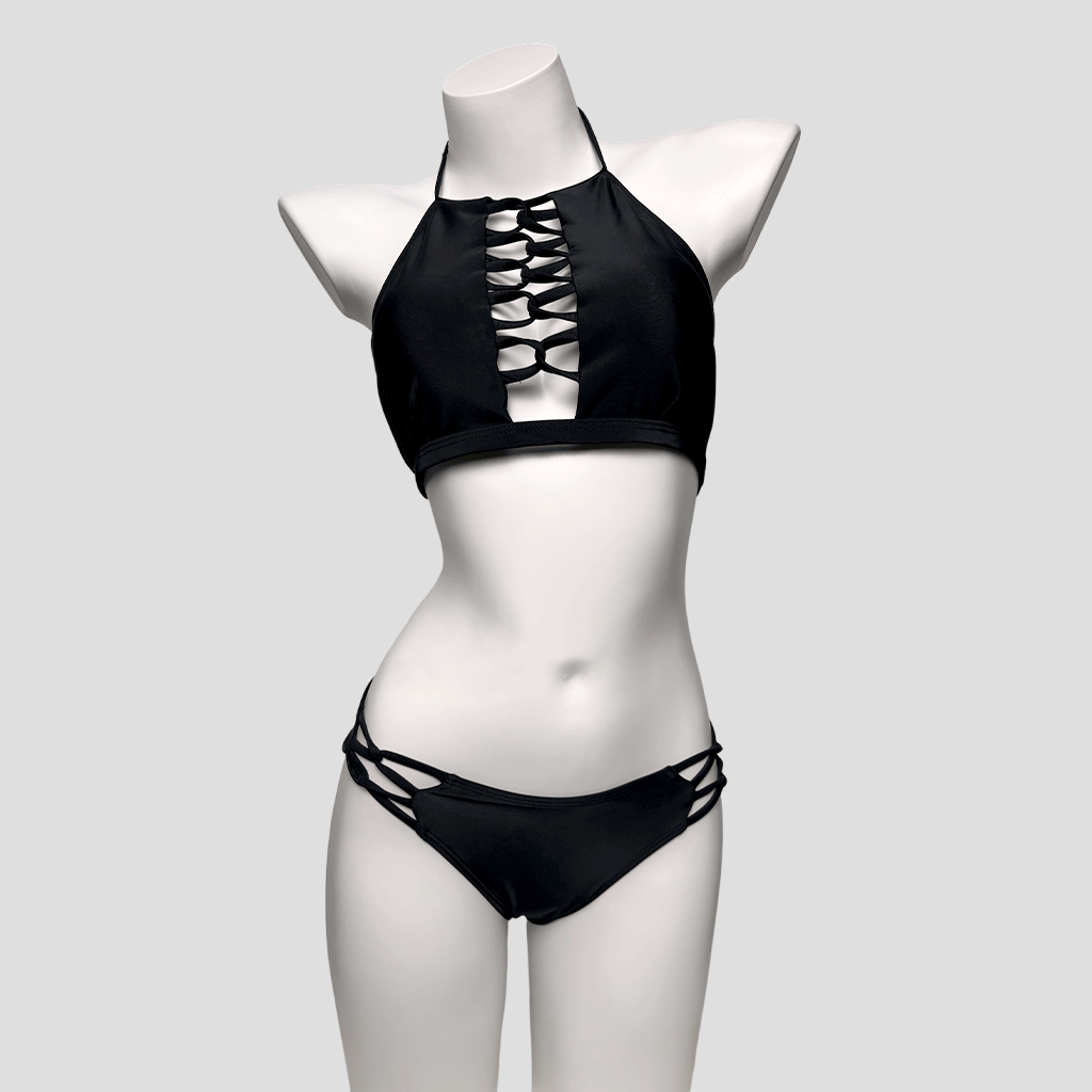 Kobine Women's Grunge Halter Cutout Two Piece Bikini Set