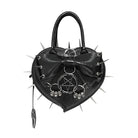 DEVIL FASHION Women's Gothic Pentacle Spiked Heart-Shaped Handbag Black