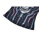 Darkinlove Women's Cyberpunk Neon Circuit Skull Print Mock Neck Long Sleeve Top