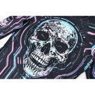 Darkinlove Women's Cyberpunk Neon Circuit Skull Print Mock Neck Long Sleeve Top